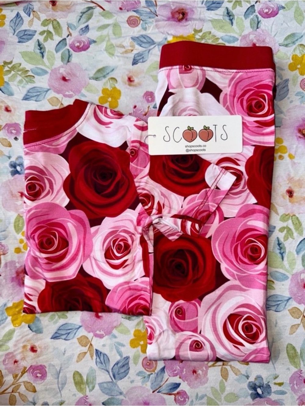 Scoots Bamboo 4T Rose Floral ❀ Short Sleeve Shirt + Pants, NWT